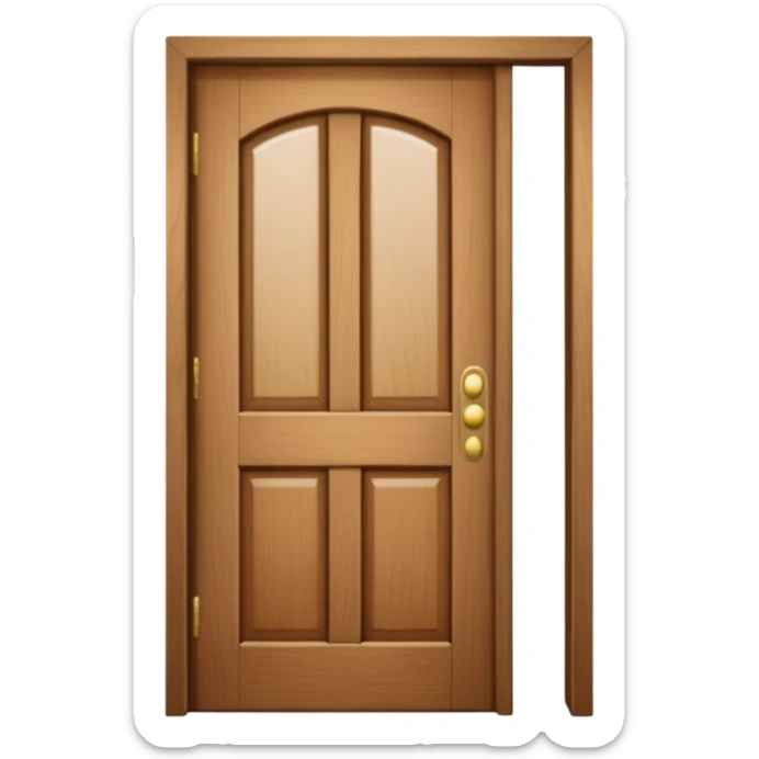 a wooden door that is wide open. The door is not closed, it is open! The door frame is simple and matches the wood tone of the door. sticker