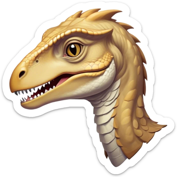 Beautiful and Majestic jurassic park Velociraptor Portrait Emoji, Head and body rendered in serene repose with a subtle, confident smile, showcasing a lithe, agile form with a refined, noble snout and eyes softly closed in tranquil contemplation, Simplified yet exquisitely endearing features, highly detailed, glowing with a soft, drowsy prehistoric light, high shine, relaxed and utterly majestic, stylized with an air of timeless dinosaur elegance, soft glowing outline, capturing the essence of a beautiful and majestic jurassic park Velociraptor that embodies the legendary spirit of jurassic park Park dynamics! sticker