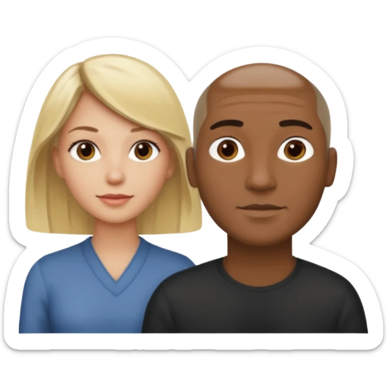 One woman medium length blond highlights hair
One man medium dark skin no hair sticker