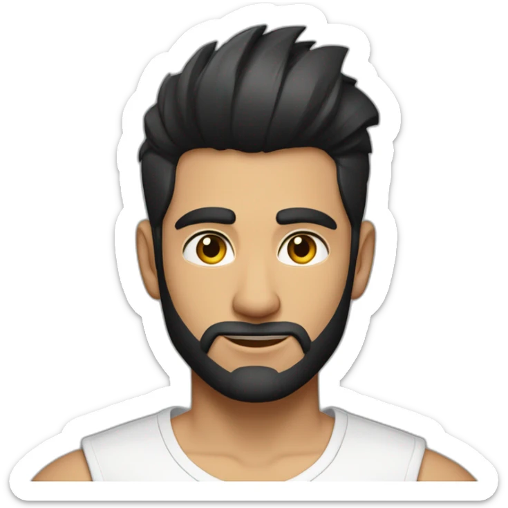 white skin indian in plain white shirt with sleeve up and quiff black hair and very light beard avatar sticker