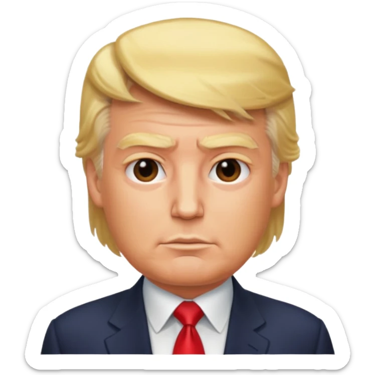 Create a realistic portrait of Trump with styled blond hair & strong lighting. sticker