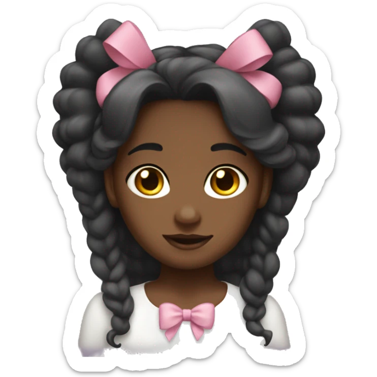 Can you make an angelic faced dark-skinned girl with long burnette hair and bows sticker