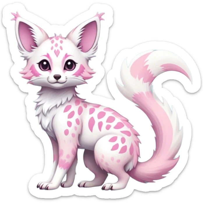 Feral Rare Fantasy pastel Vernid-Trico-species by LiLaiRa, random markings, tufted tail, tufted ears, full body sticker