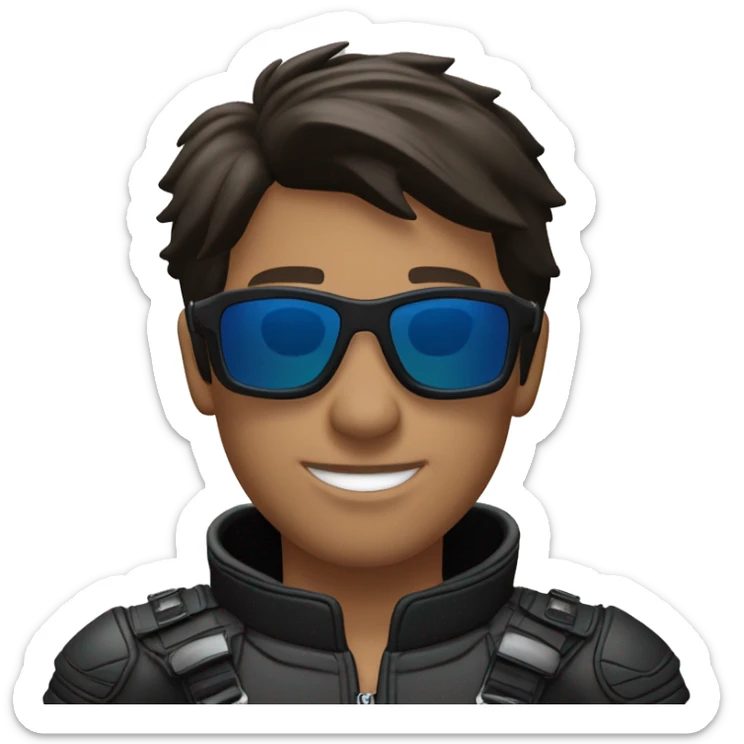 bmw gs 1250 black male rider sunglases on bike dark hair blue eyes sticker