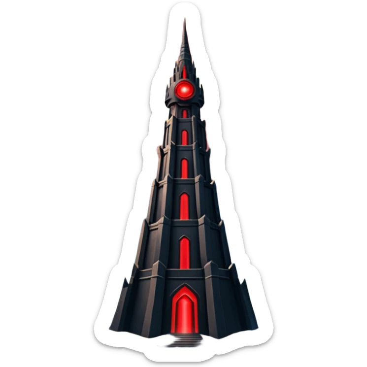 Barad Dúr from Lord of the Rings, Dark, giant Tower, with red laser beams shooting into the sky sticker