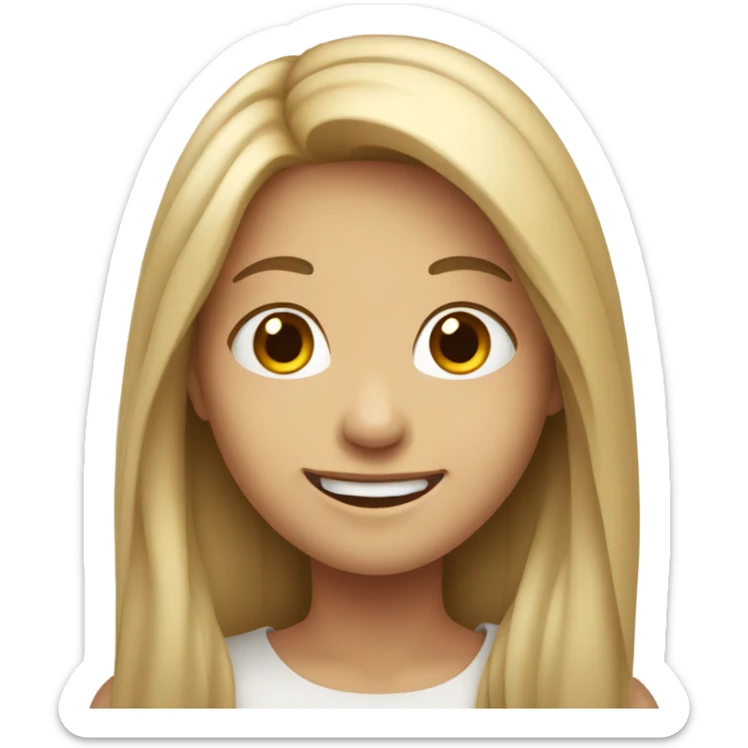 smiling girl with long hair sticker