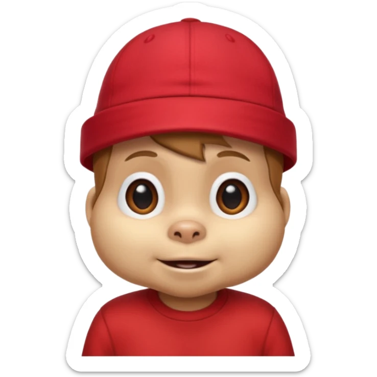 CHIPMUNK ALVIN FROM ALVIN AND THE CHIPMUNKS WITH RED SHIRT AND RED HAT VERY SKINNY AND MALNOURISHED sticker