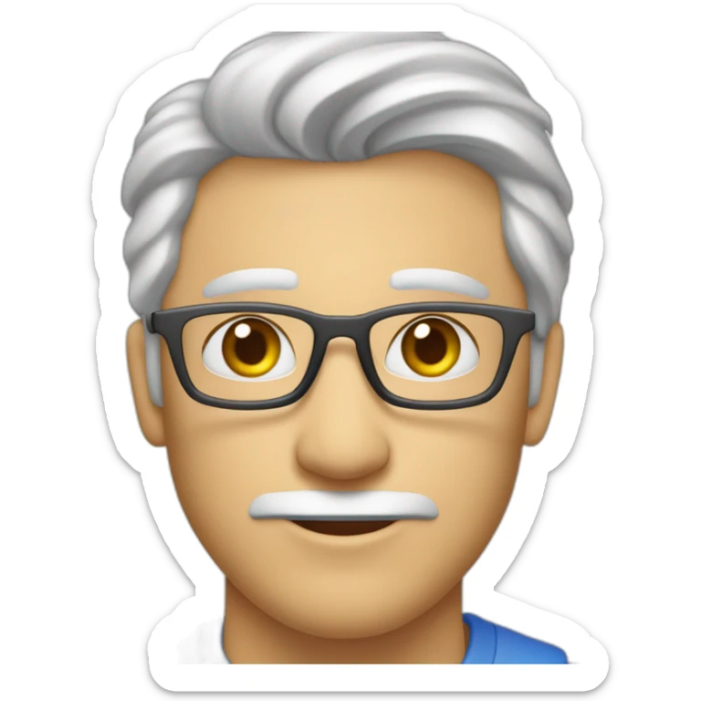 Gere um emoji de um jovem homem branco, loiro, com cabelos curtos e olhos azuis, segurando um iphone e com um quadro branco ao fundo. sticker