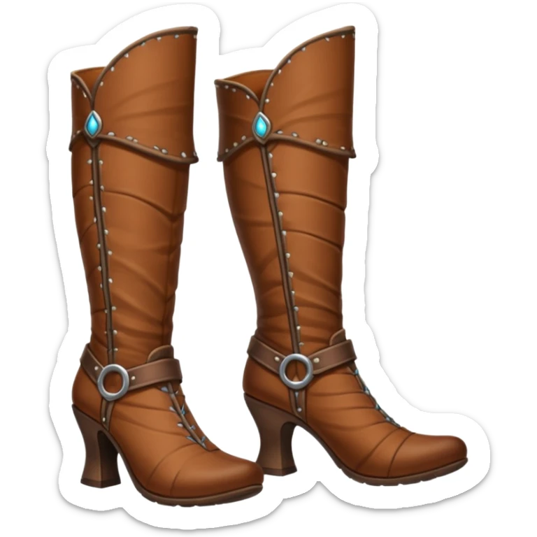 medievil boots, simple fantasy adveture boots, female, no laces, high heels sticker