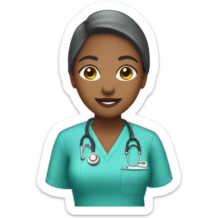 Female african american healthcare worker wearing scrubs facing left sticker