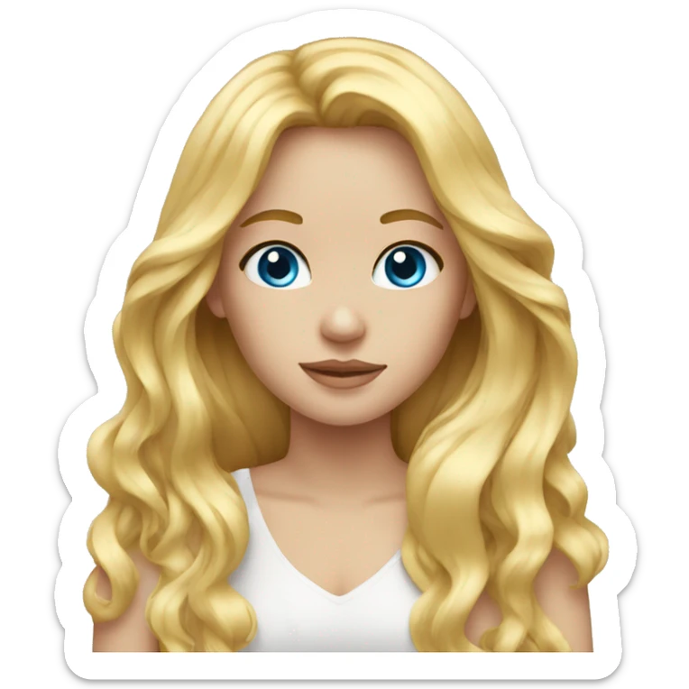 a girl with long blonde hair blue eyes sticker
