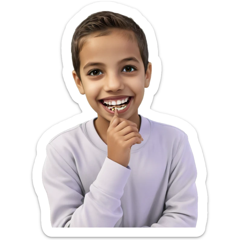 smiling boy in horror landscape sticker