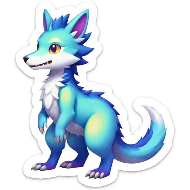  Colorful Shiny Kawaii Sergal FurSona Fakemon Full Body sticker