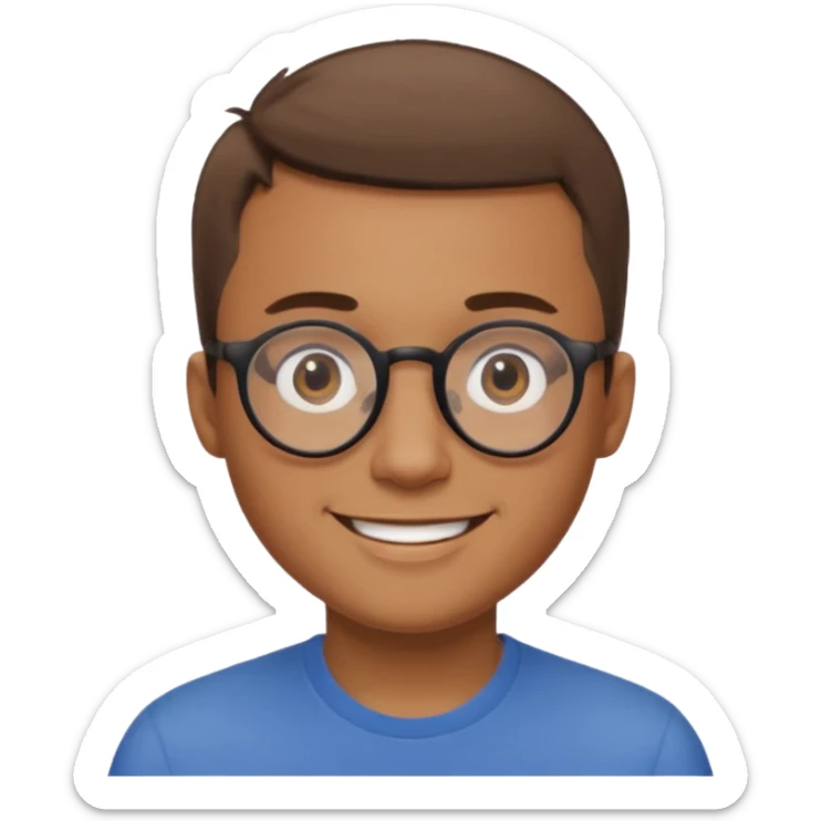 homme cheveux très court marron clair sans barbe sourrir avec lunettes rondes sticker