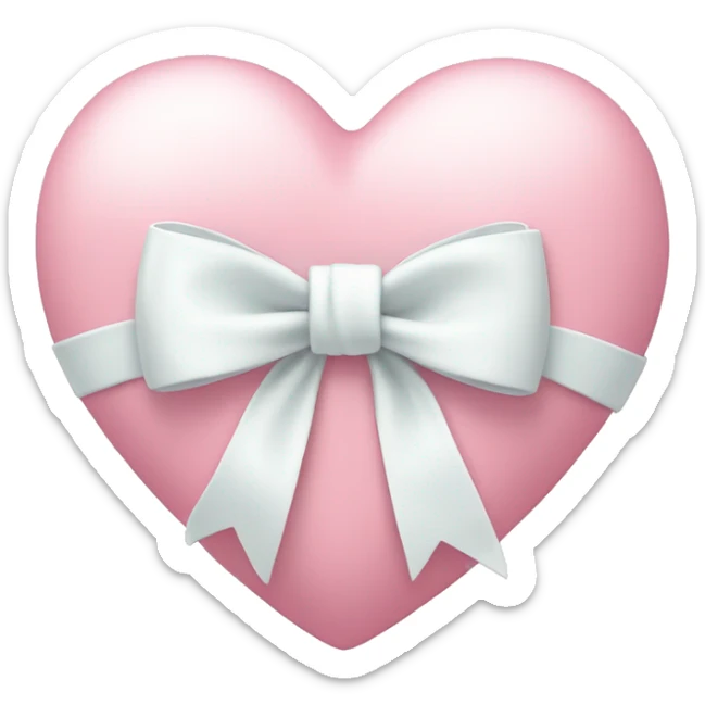Pastel pink heart with white bow sticker