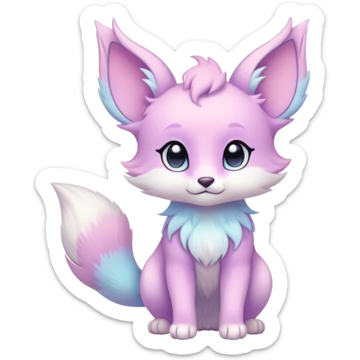 Kawaii bright fantasy ethereal anthro fursona animal with a tufted tail and round ears sticker