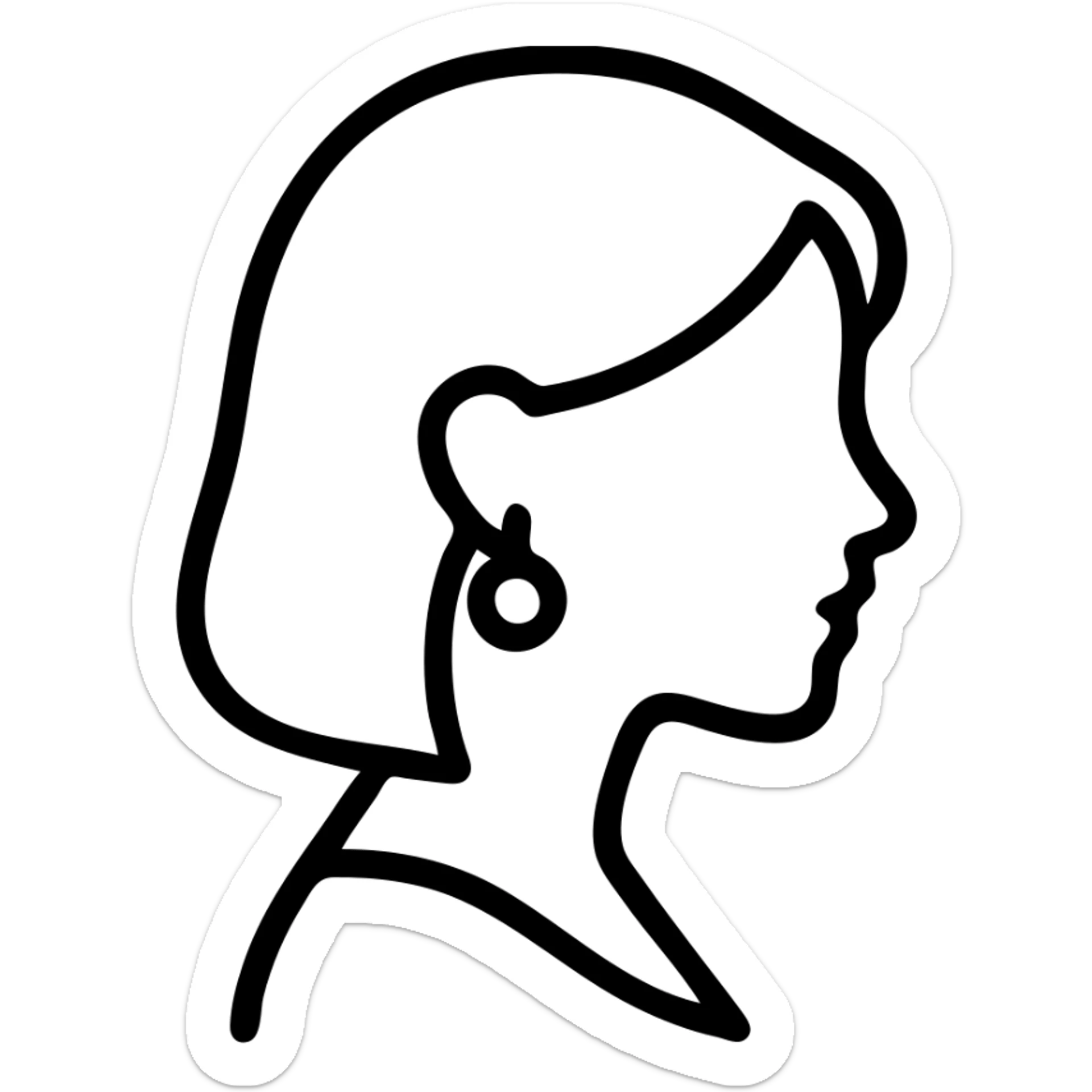 clean line outline of a woman in profile wearing earrings sticker
