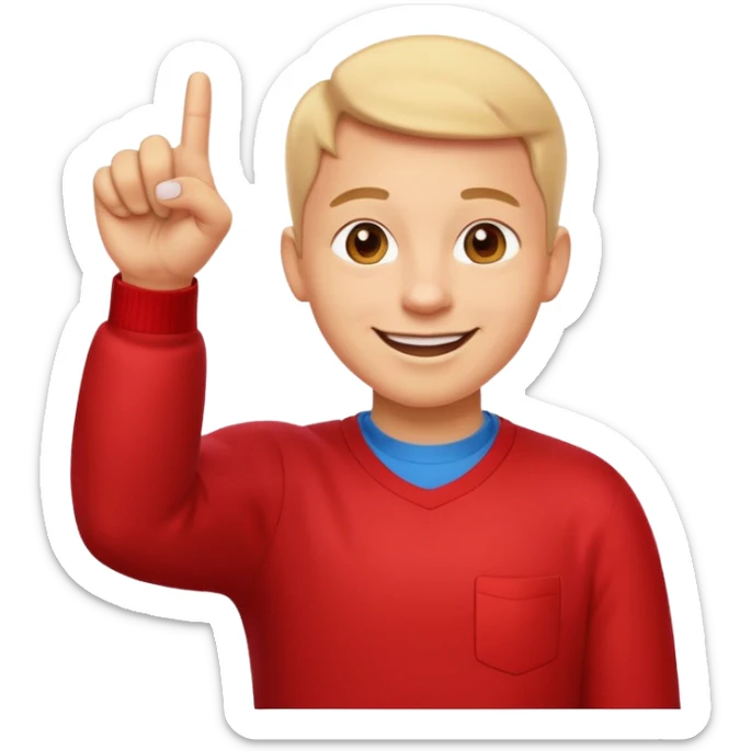 emoji of a happy cartoon person pointing downward toward the ground with both hands, standing upright, smiling warmly, both index fingers extended and pointing down clearly, simple light background, expressive and playful Apple emoji design showing the meaning “here / down here sticker
