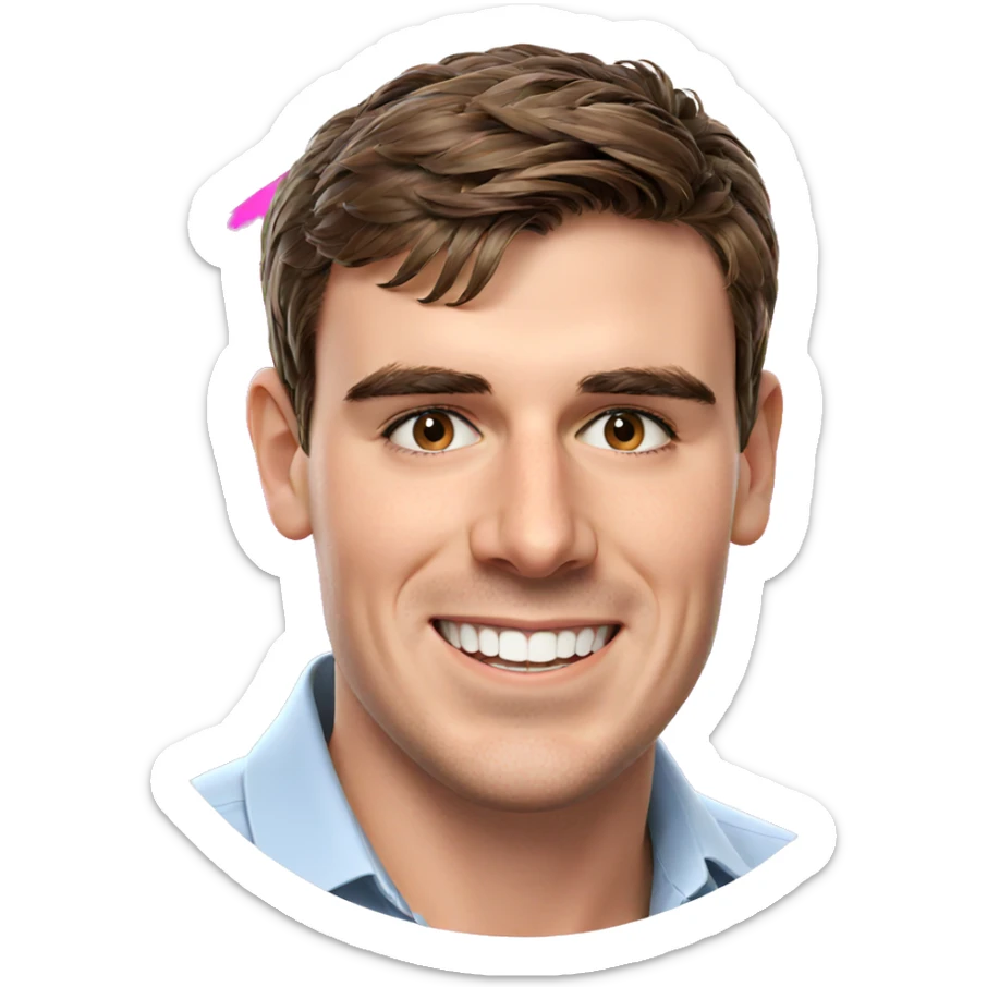 smiling boy portrait with brown hair sticker