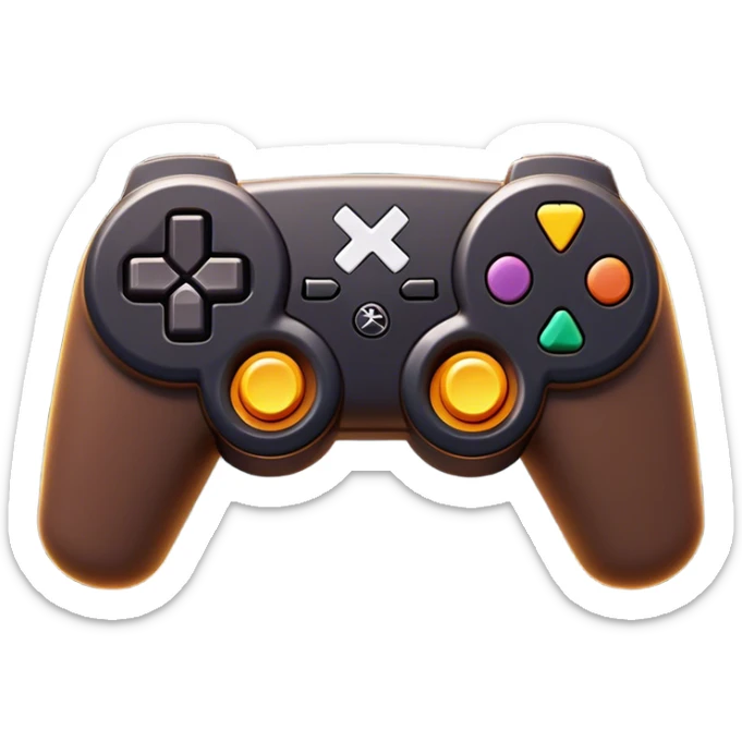 Clash of Clans aesthetic: Cinematic Playful PlayStation 1 Console Portrait Emoji, rendered in a 3D vector-style similar to standard emojis with minimal shading and bold, simplified shapes. A compact, distinct form with signature details, softly glowing with a cutting-edge console technology charm. Simplified yet unmistakably iconic, highly detailed and consistent, glowing with a soft radiance and high shine. Stylized with a touch of technological advancement and a soft glowing outline, capturing the essence of a beloved gaming relic with a friendly, playful manner! sticker