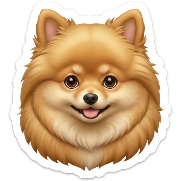 Create a golden pomeranian, all cute and adorable entire  only face and body  sticker