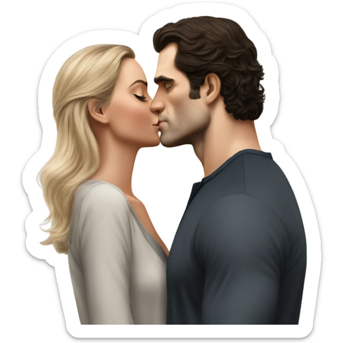 realistic photo of Henry Cavill kissing a beautiful female model  sticker