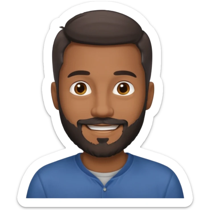 give my dad a grandpa look but beard mixed with grey and black , very low hair on head brown in complexion, casual clothes sticker