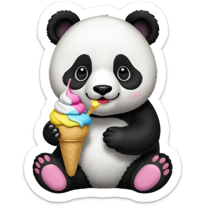 Panda eating ice cream sticker