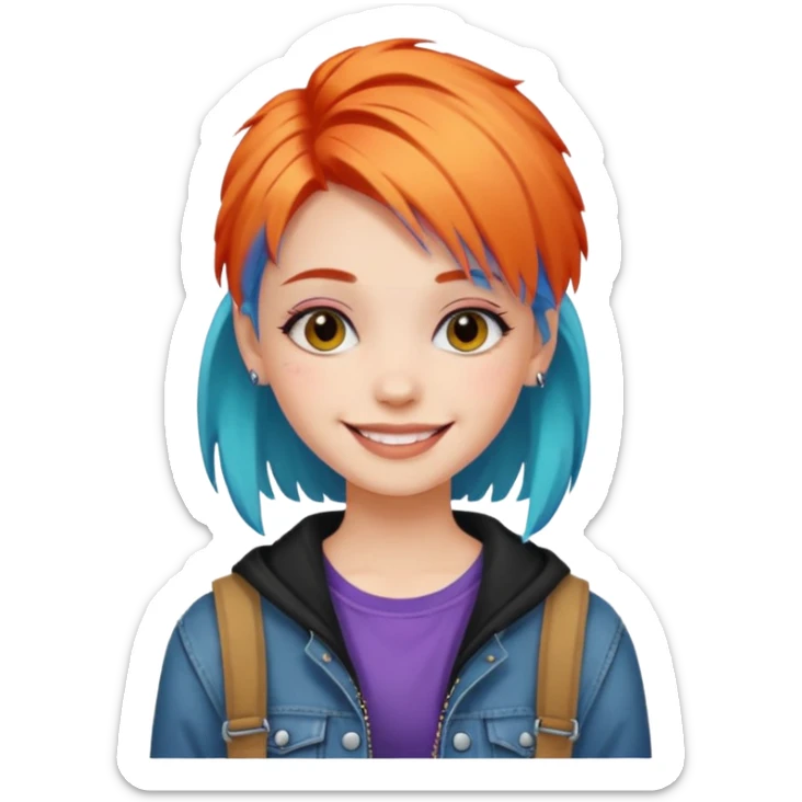 stylish teen girl and dyed her hair, grunge outfit sticker