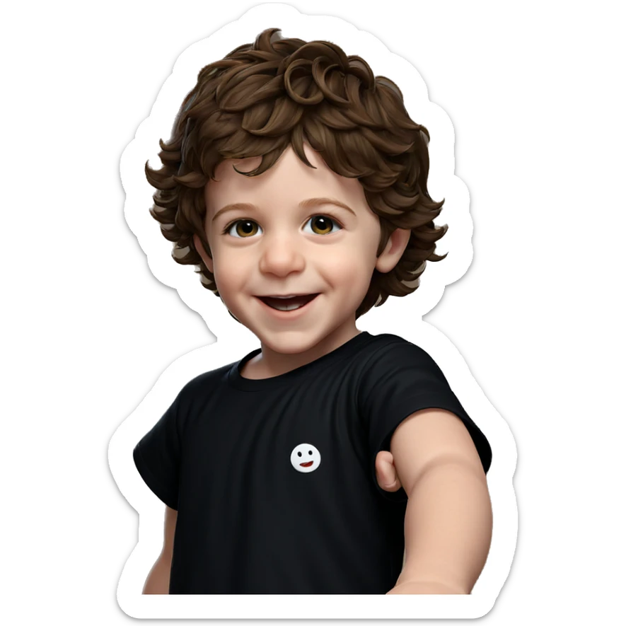 smiling person in black shirt sticker
