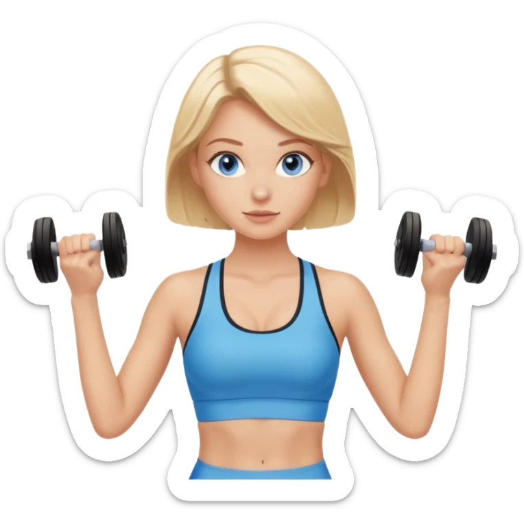 Whit girl blue eyes blond hair sports bra teaching spin class sticker