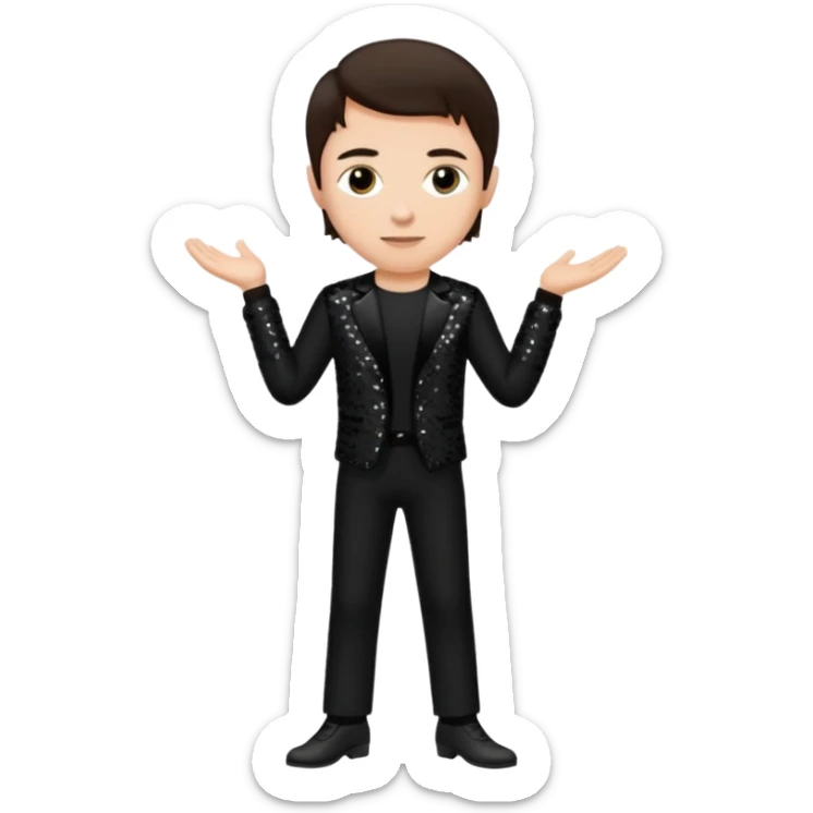 Colin Brittain from Linkin Park with dark brown hair, light skin, black sequin outfit sticker