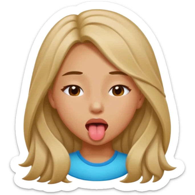 girl naked with eye close andtongue sticker