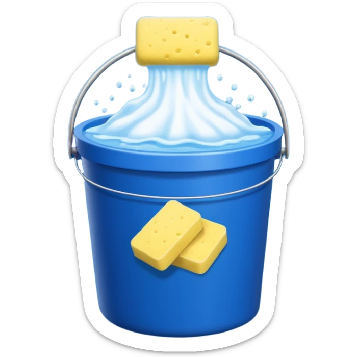 I want emoji with dark blue bucket that is filled with dtergent nd hace car wash sponge in yellow color sticker