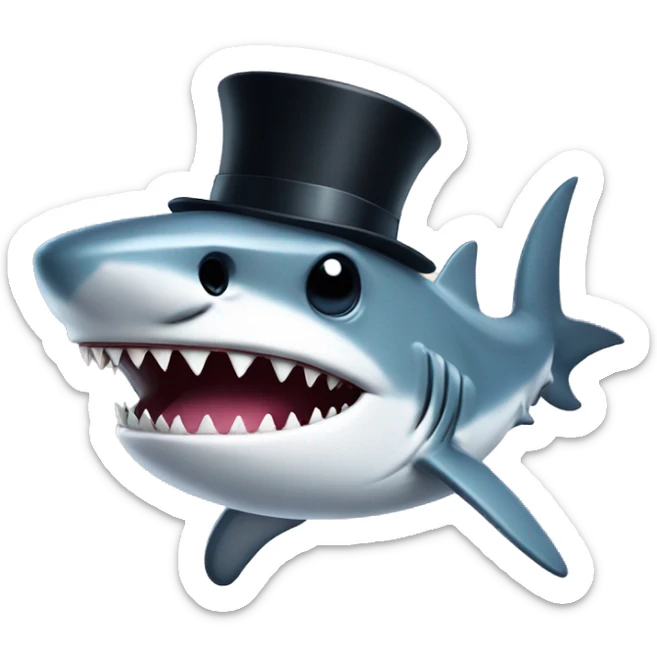 Shark with a top hat sticker