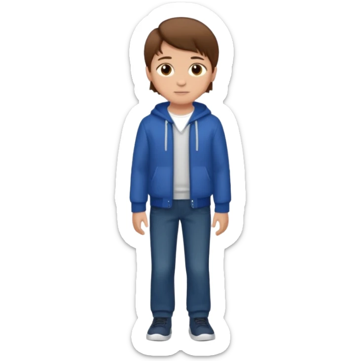 Create emoji of a boy with brown hair and brown eyes too, he is very modern  sticker