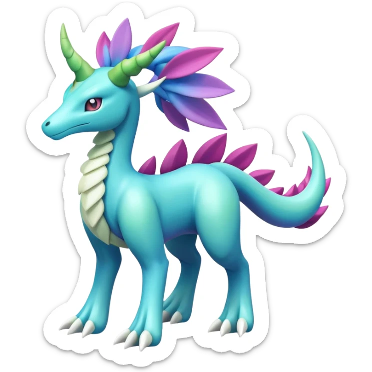 Shiny Meganium-Amaura-Suicune-fakemon (full body) sticker