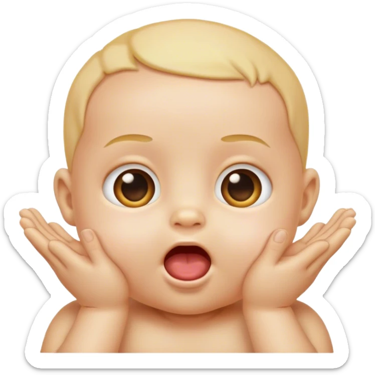 Emoji baby with little hands coming from the inside of its mouth  sticker