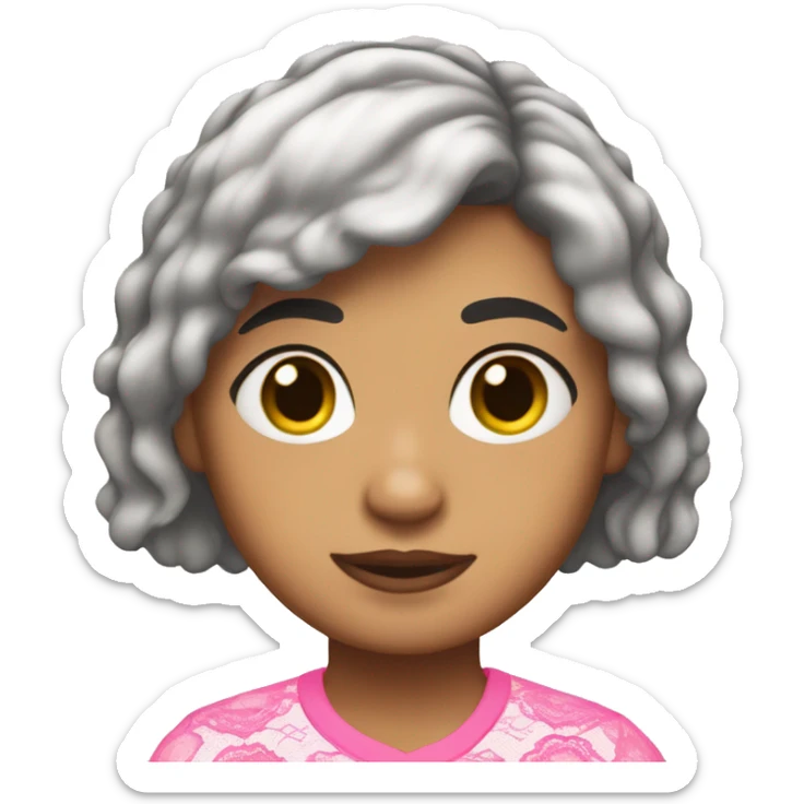 Mexican 14-year old girl with a short modern shag haircut & a pink lace top pajama. sticker