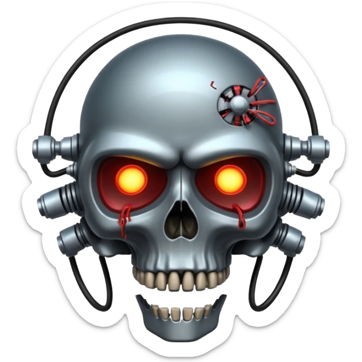 A spaceship in a distopian future, In the style of your bleeding skull art sticker