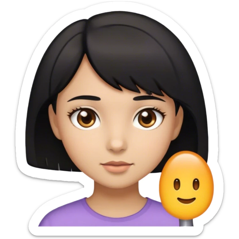 Une fille avec des cheveux courts noirs une peau noire et un peu clair les yeux marrons, clair sticker
