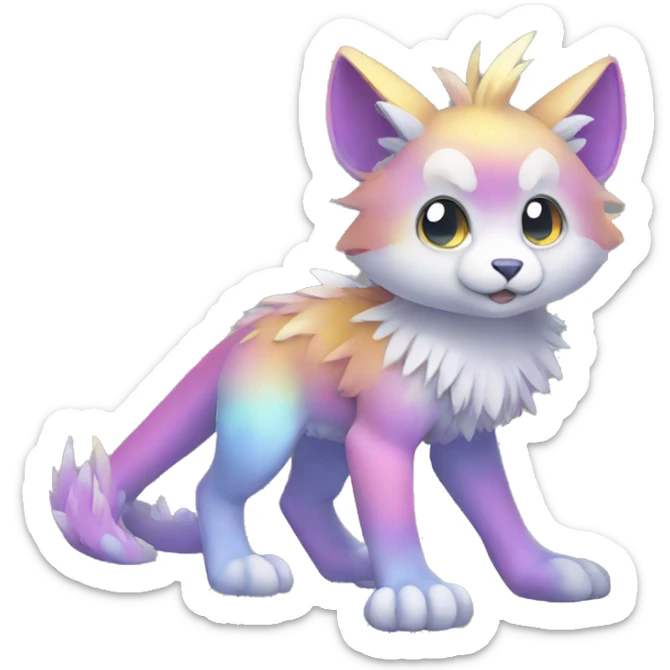 Cute cool shiny colorful animal hybrid Fakemon full body sticker