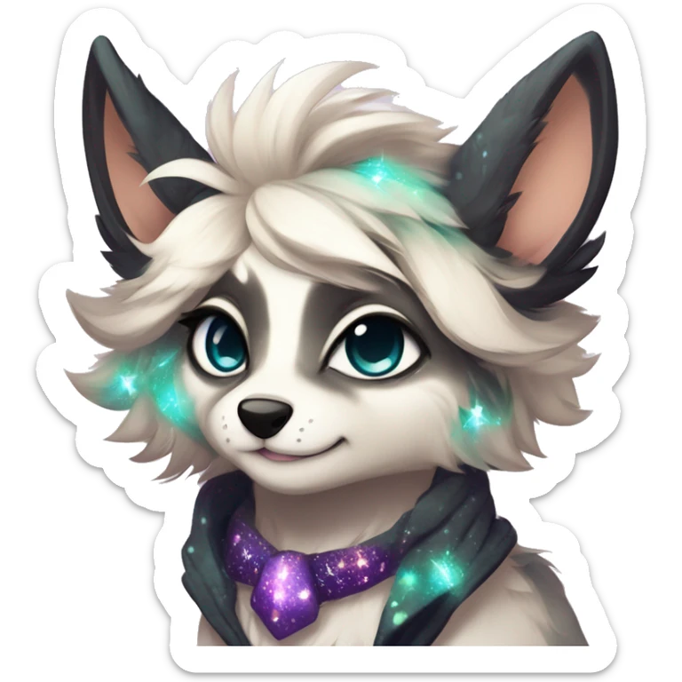Cool cute Kawaii edgy fantasy animal sparkle fursona Fionbri by griffsnuff & LiLaiRa & Falvie full body sticker