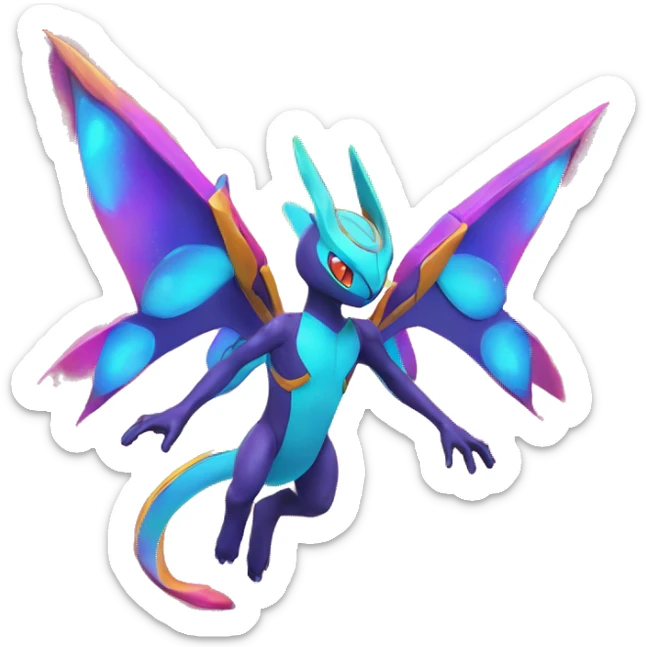Colorful Celestial Neon Colors Vibrant Colors Flying Futuristic Fakémon-Legendary-Pokémon-Creature Full Body sticker