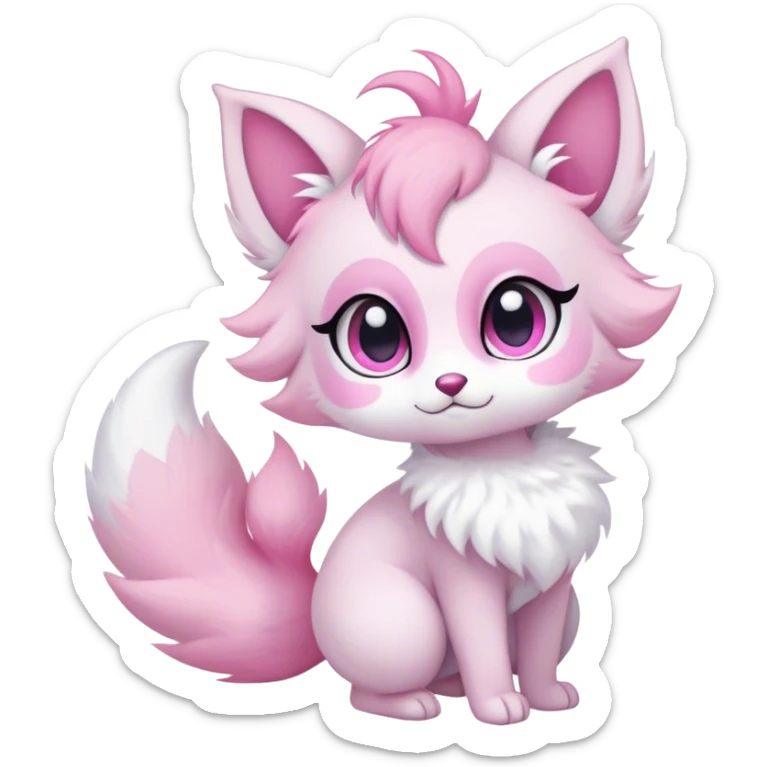 Kawaii bright fantasy ethereal anthro fursona Fakemon with tufted tail  sticker