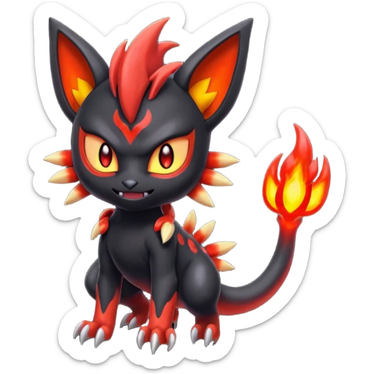 Colorful Shiny Cool Badass Spicy Evil Spooky Meloetta-Litten-Guilmon-Darkrai-Pokémon-Fakémon-fusion-hybrid-creature sticker