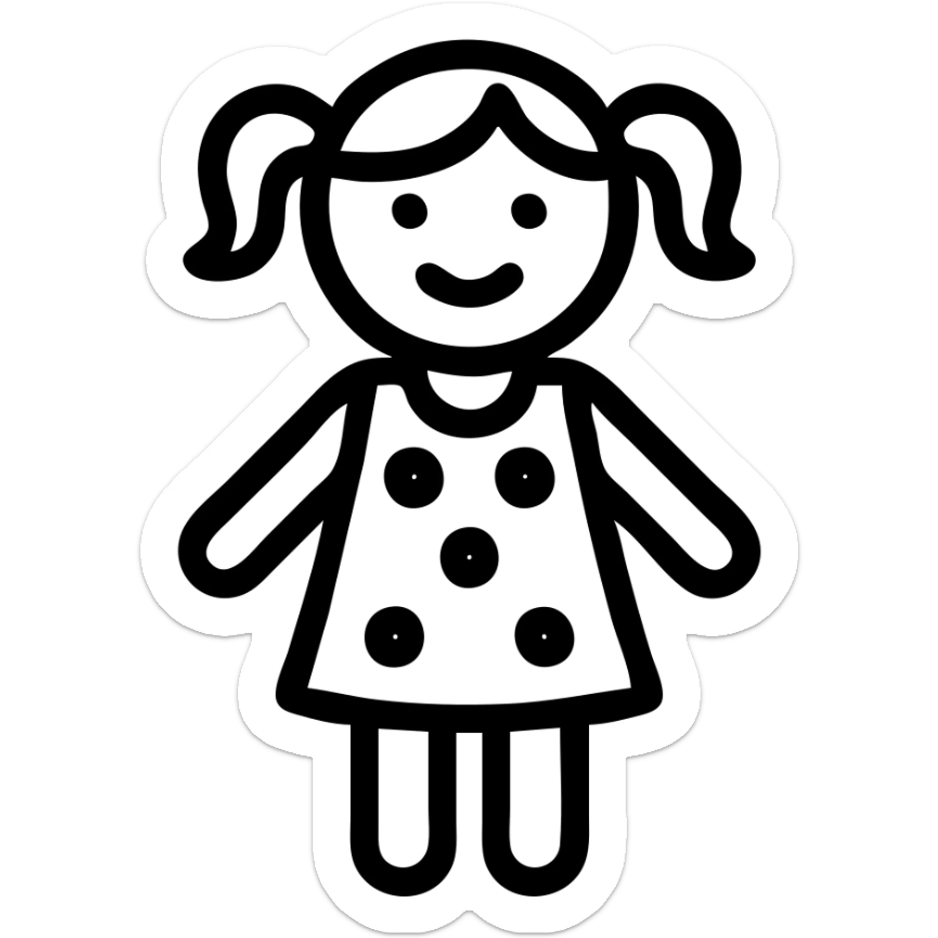 Little girl in red dress with white polka dots sticker