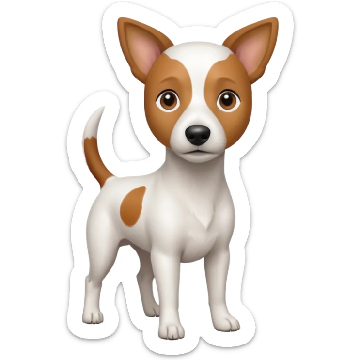 a fully white jack russell the size of a kelpie with light brown ears and a light brown patch on one eye sticker