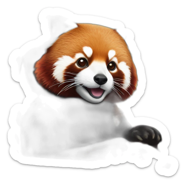 Red panda sitting in driver’s seat of a black Aston Martin sticker