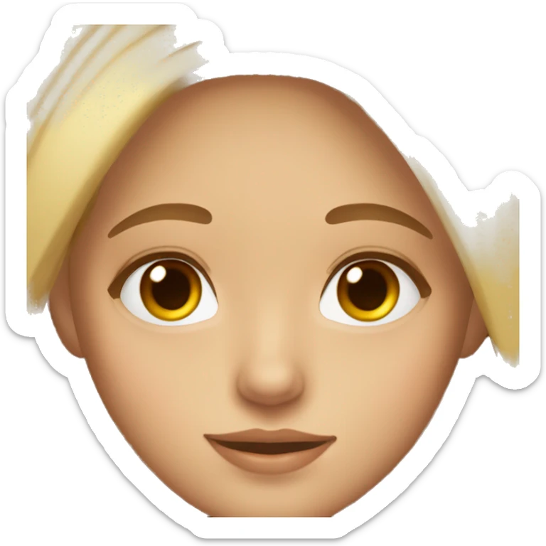 Girl with long brown hair with blonde streaks and hazel eyes with lashes sticker